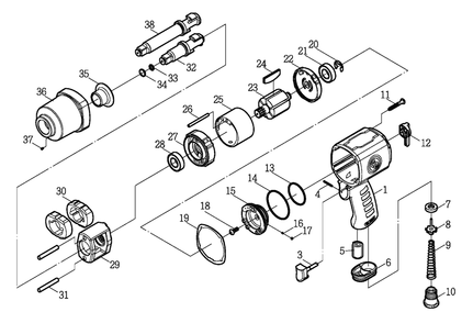Fig-0 Diagram and Parts List for CP7736-2  Chicago Pneumatic Wrench